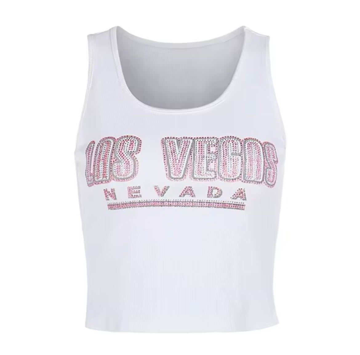 ‘VEGAS’ Rhinestone Ribbed Vest Top