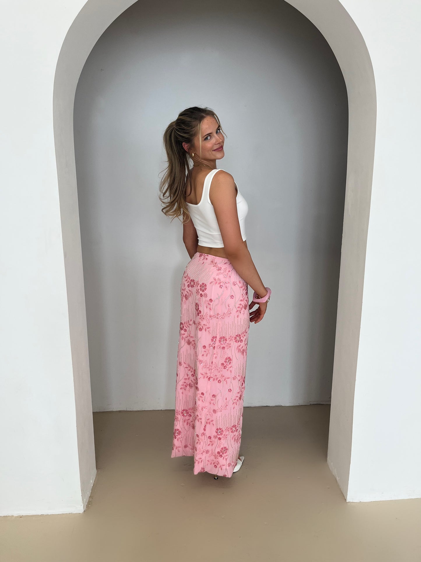 ‘ADRIANA’ Pink Embellished Maxi Skirt