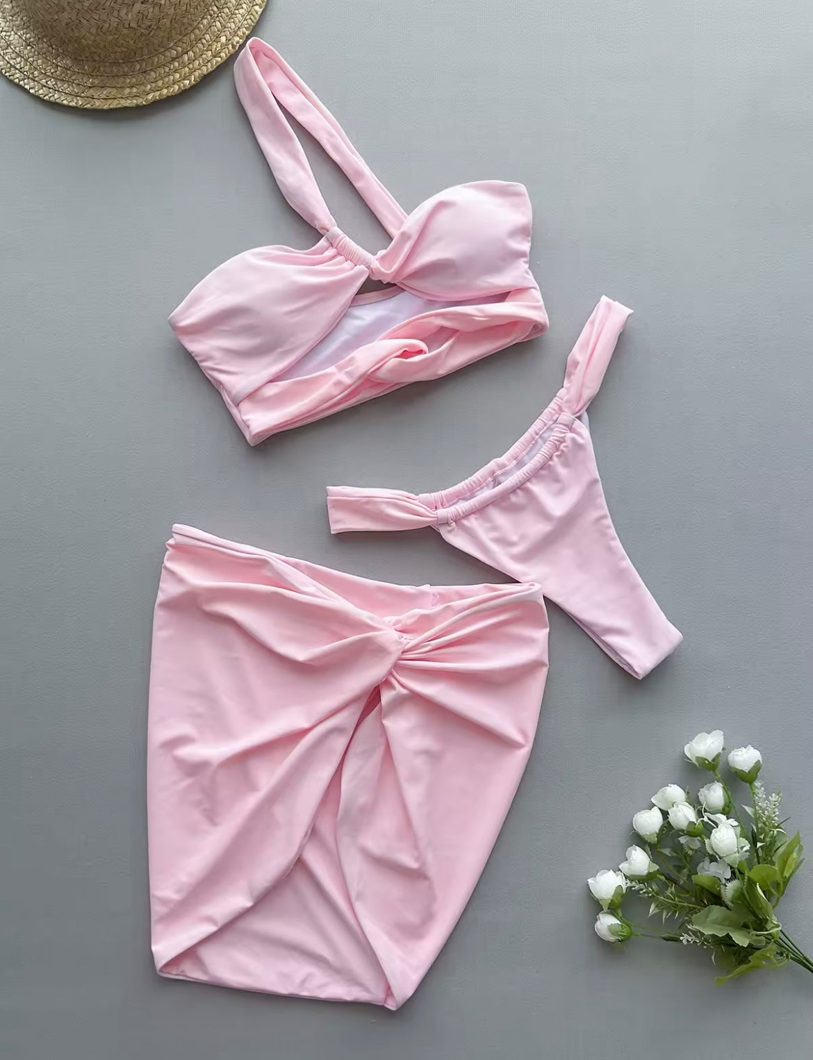 ‘ARIANA’ Pink Three Piece Bikini Set