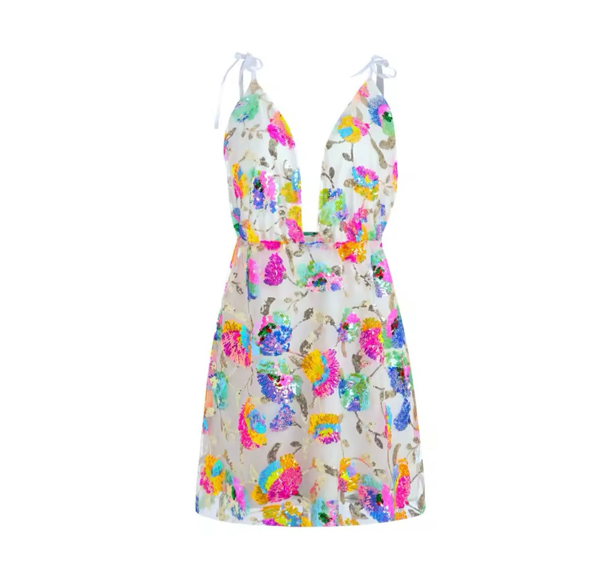 ‘ALORA’ White Sequin Mini Dress