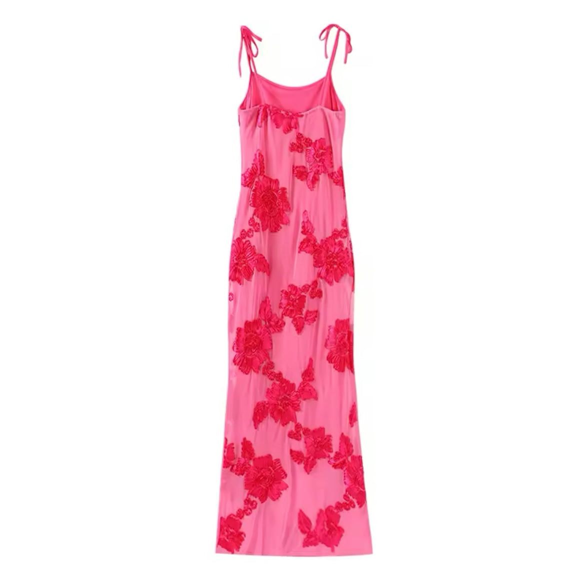 ‘MARBELLA’ Pink Floral Mesh Maxi Dress