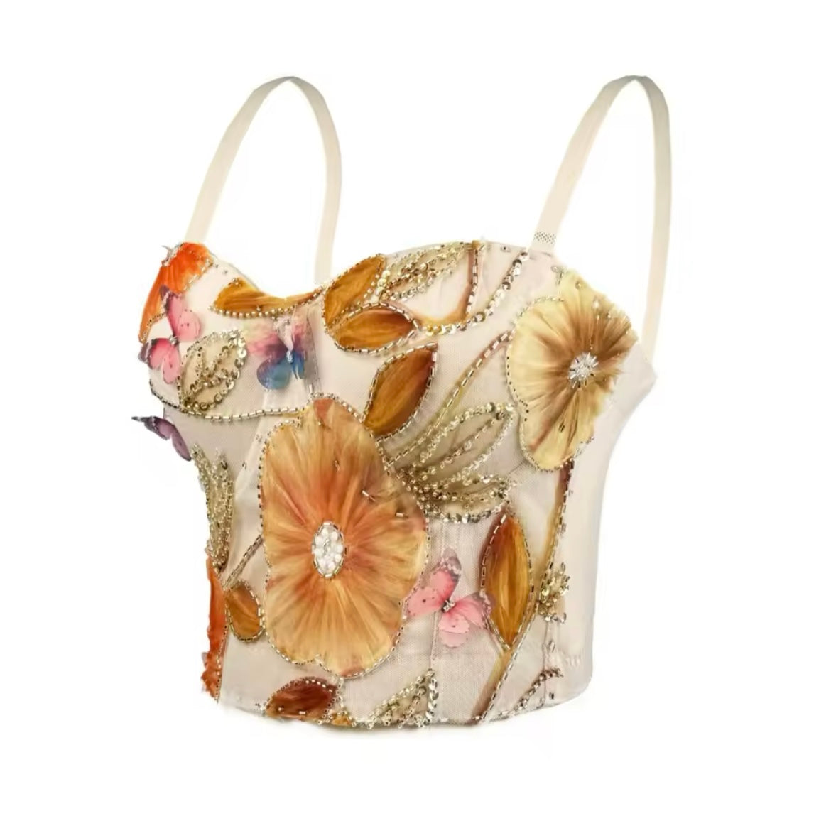 ‘OPHELIA’ Cream Embellished Corset Top