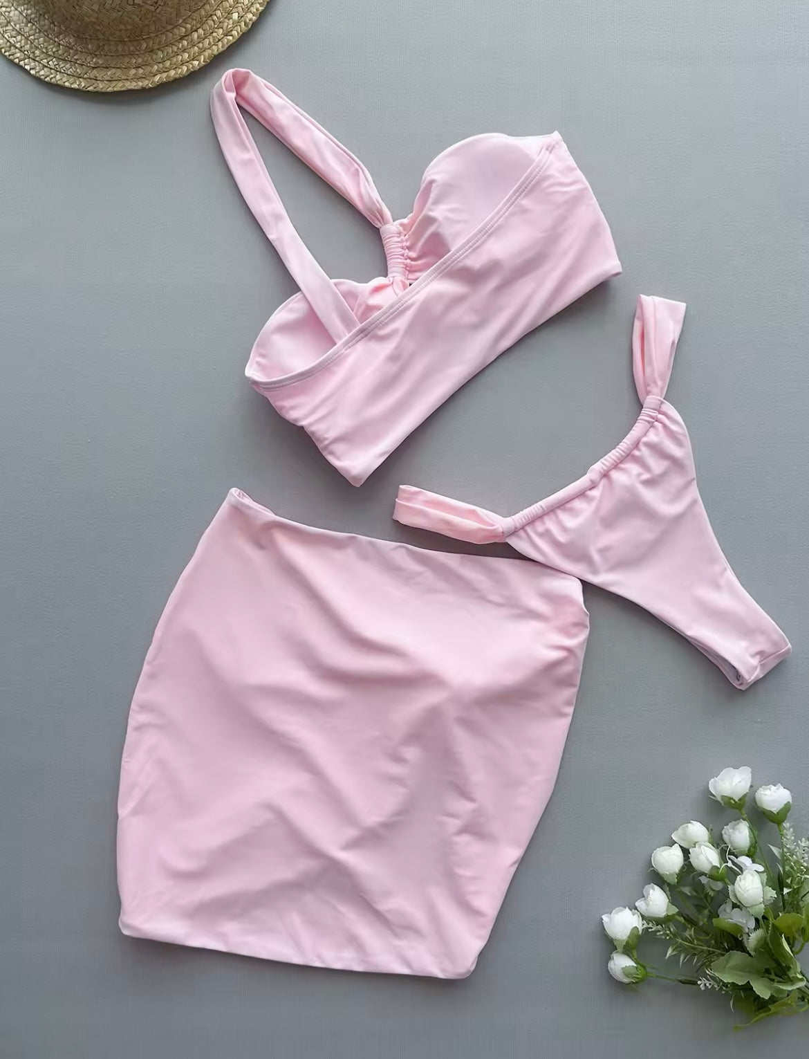 ‘ARIANA’ Pink Three Piece Bikini Set