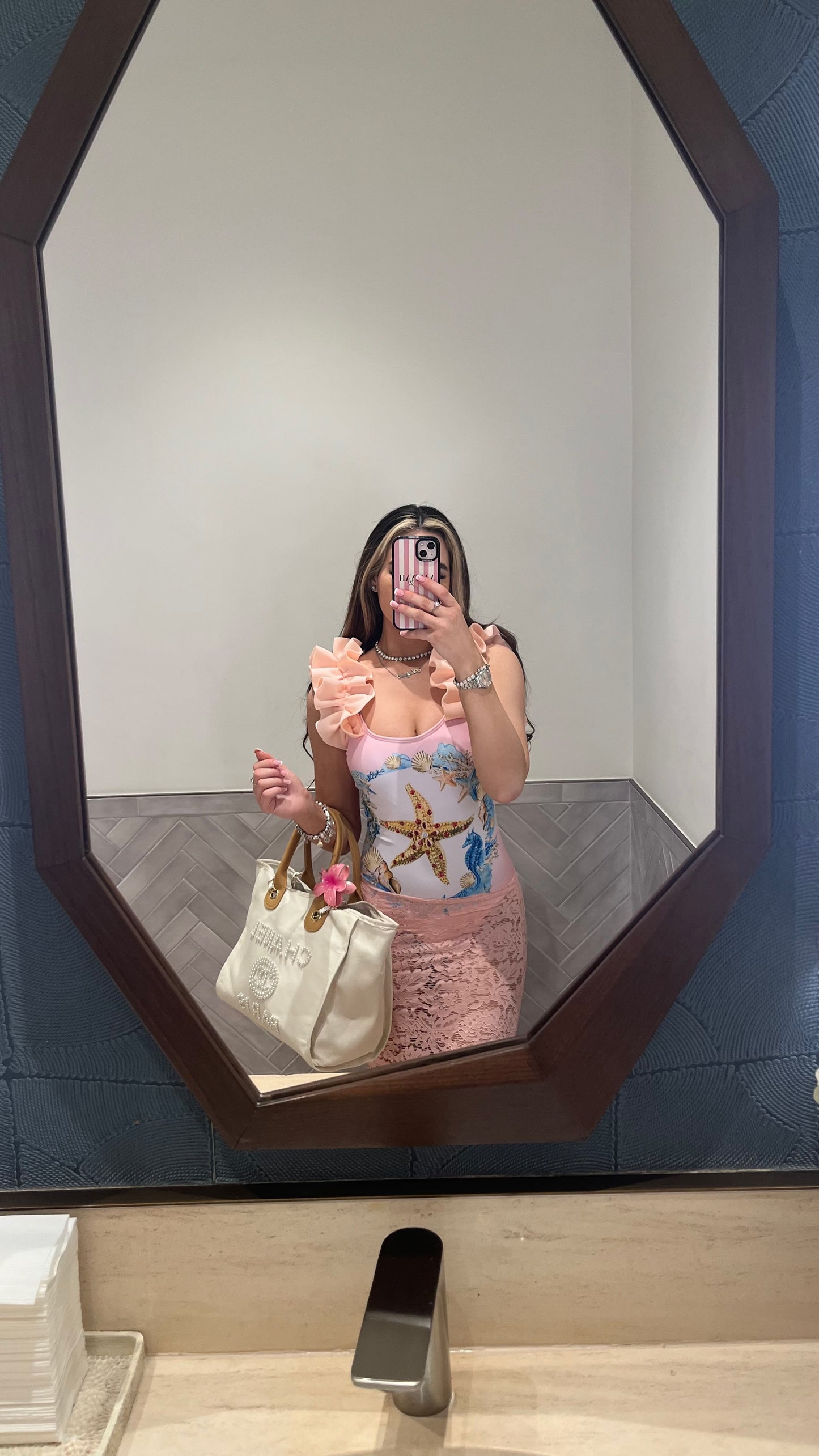 Pink Starfish Ruffle Swimsuit