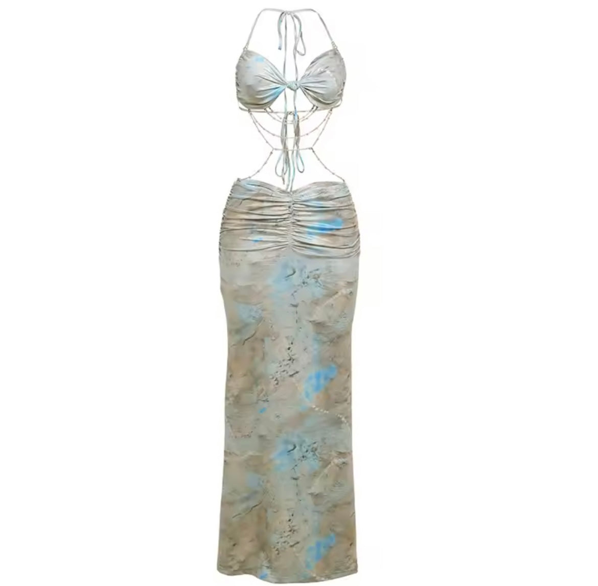 ‘SORELLA’ Ruched Satin Maxi Dress