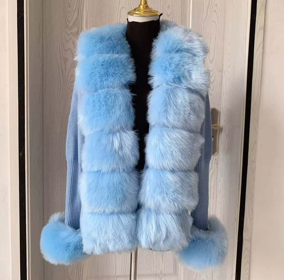 Blue Faux Fur Cardigan