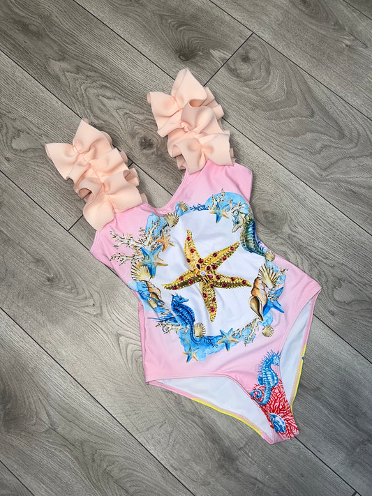 Pink Starfish Ruffle Swimsuit