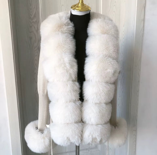 Cream/White Faux Fur Cardigan