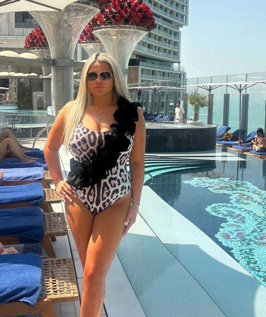 Leopard Print Ruffle Swimsuit
