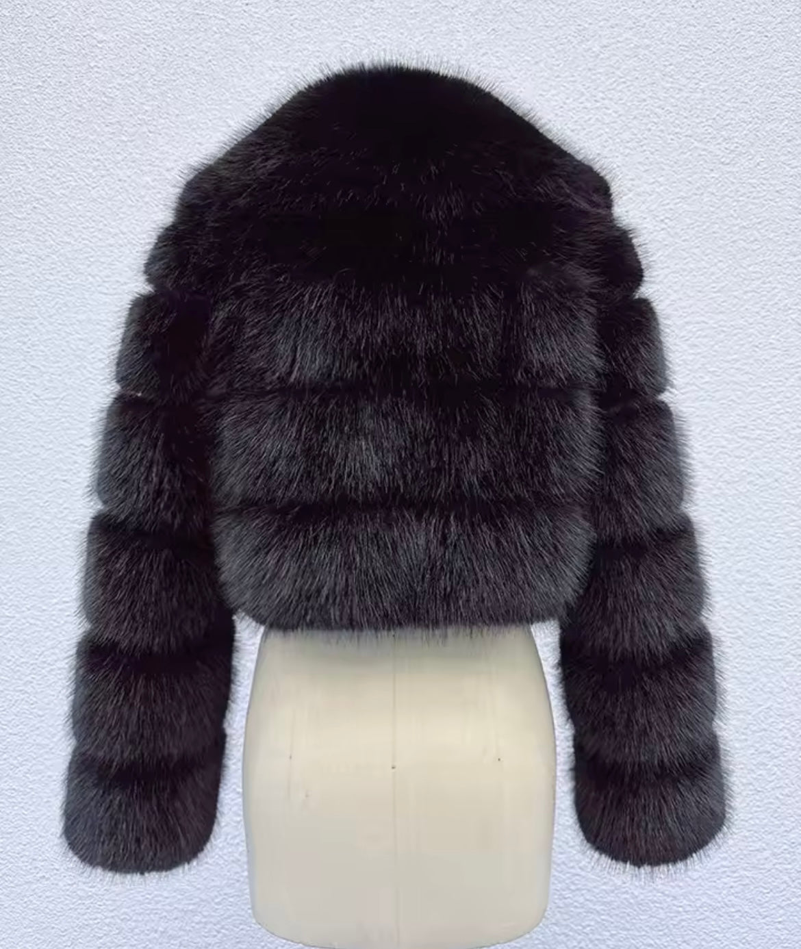 Black Cropped Faux Fur Coat