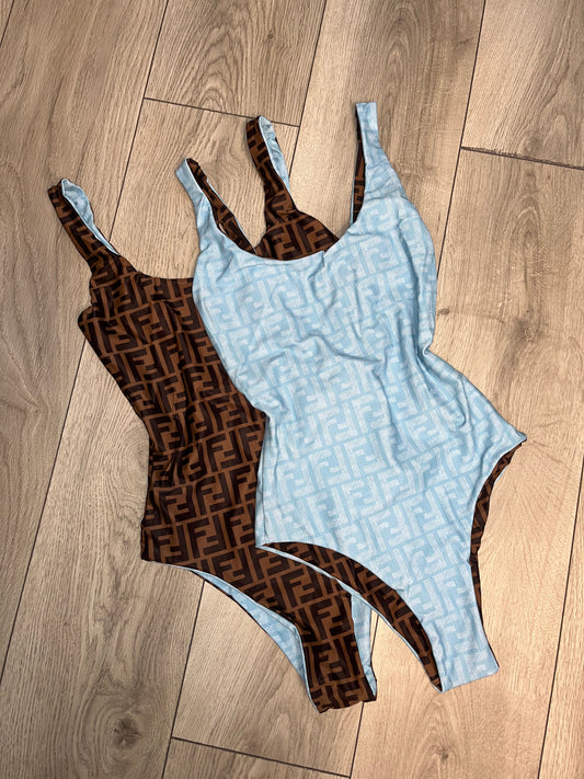 Blue FF Reversible Swimsuit