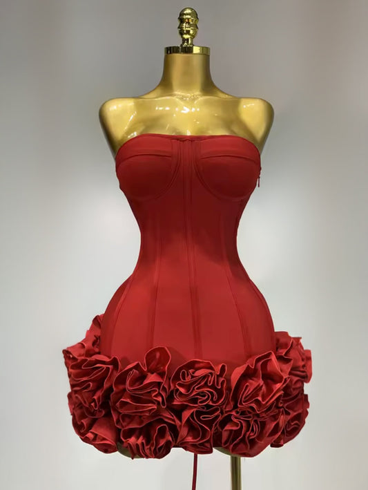 ‘ROSABELLE’ Red Mini Dress