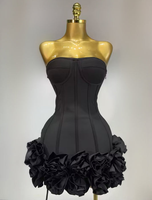 ‘ROSABELLE’ Black Mini Dress