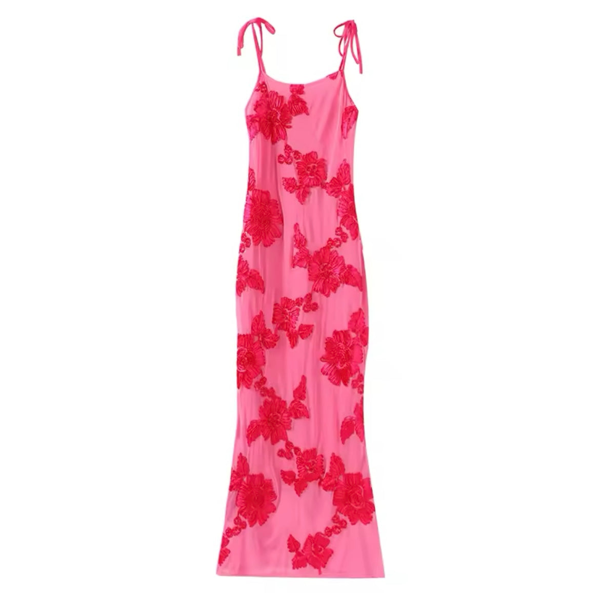 ‘MARBELLA’ Pink Floral Mesh Maxi Dress