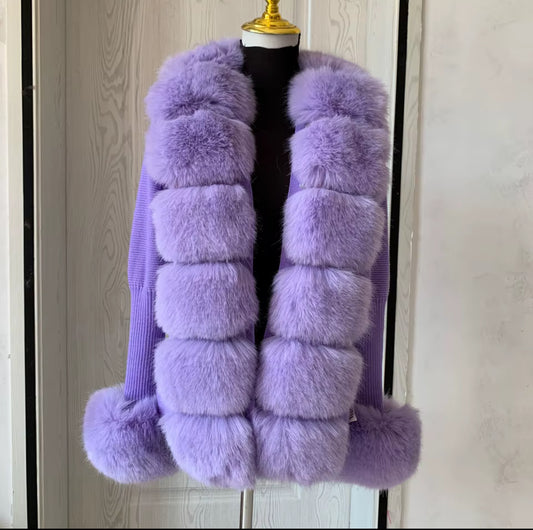 Purple Faux Fur Cardigan